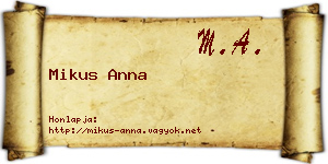 Mikus Anna névjegykártya